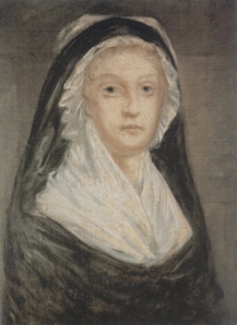 Maria Antonieta em trajes de viúva, segundo obra de Alexandre Kucharski.