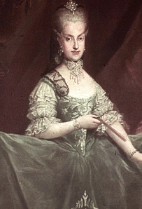 Maria Carolina, rainha de Nápoles e das Duas Sicílias; irmã predileta de Maria Antonieta e avó pleo lado materno da Imperatriz Leopoldina (quadro de Martin van Meytens).