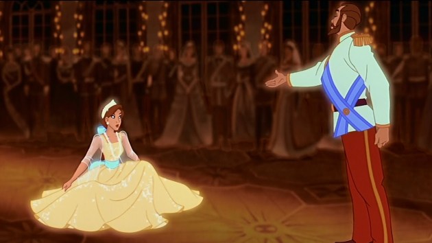 Uma das cenas mais belas do filme, com Anastásia dançando com o fantasma de seu pai ao som de "Once upon a december". 