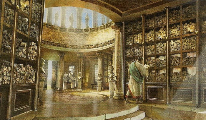 A Grande Biblioteca de Alexandria.